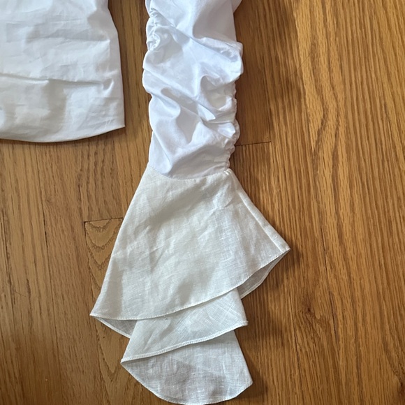 NWT Loewe White Ruched Sleeve Blouse - Picture 7 of 12